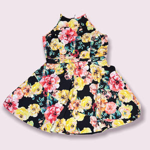 Speechless NWT black pink yellow floral sleeveless halter fit & flare size 13
